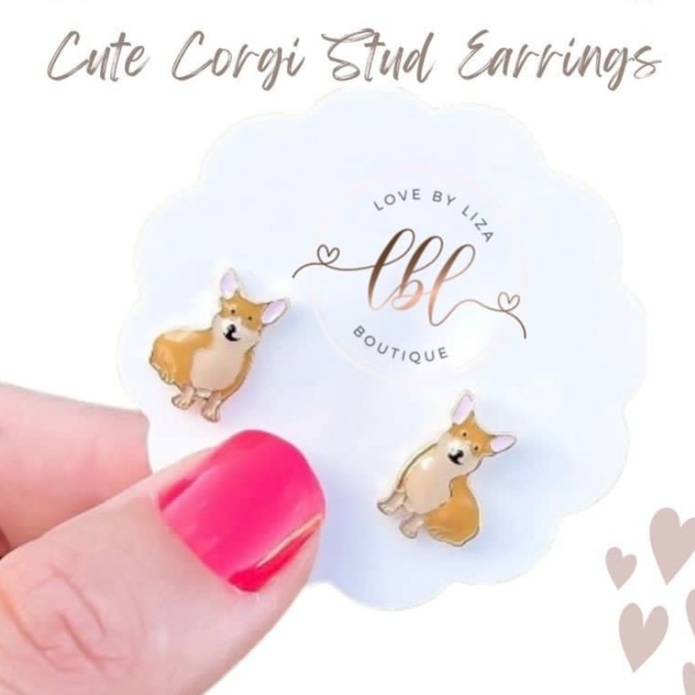 Corgi Dog Stud Earrings NWT